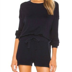 Bonfire gerippter Pullover – Marineblau – 7733860892732