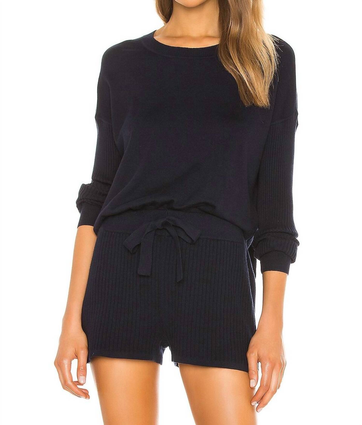 Bonfire gerippter Pullover – Marineblau – 7733860892732