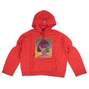 Roter Kapuzenpullover mit Slide-Grafikmotiv