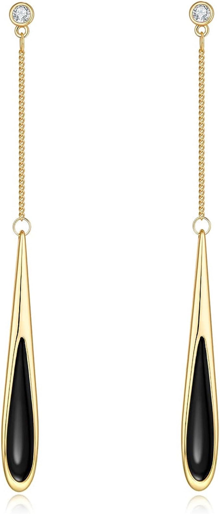 18K Tear Ohrhänger – Schwarz, Onyx, Gold