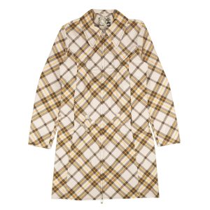 Stefan Cooke Mantel mit Nieten und Tartan-Druck in Weiß-Gelb
