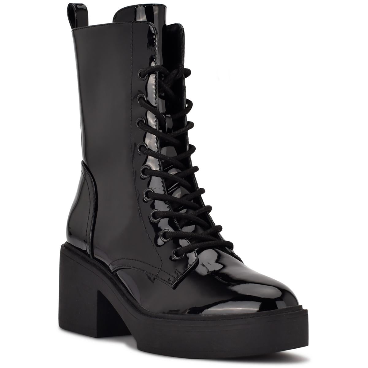 Geprägte Combat-Schnürstiefel aus Kunstleder