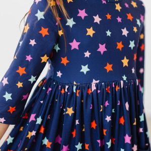 Halloween Stars Kleid mit schwingendem Rock – 3/4-Ärmel, Taschen