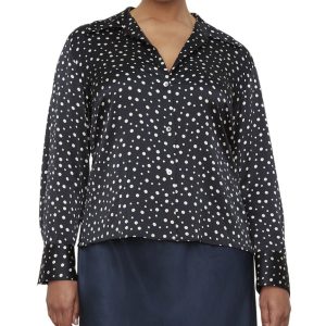 Vince Tossed Dot Fitted Collar Bluse – Seide, große Größen