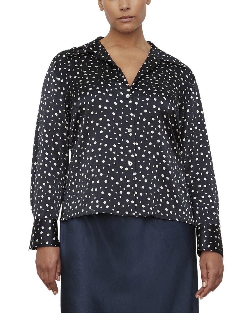 Vince Tossed Dot Fitted Collar Bluse – Seide, große Größen