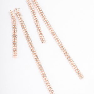 Roségoldfarbene Front-&-Back-Hängeohrringe mit Strass