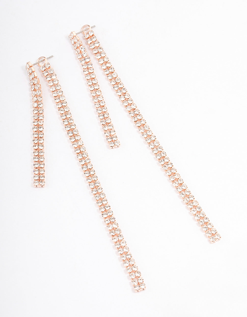 Roségoldfarbene Front-&-Back-Hängeohrringe mit Strass