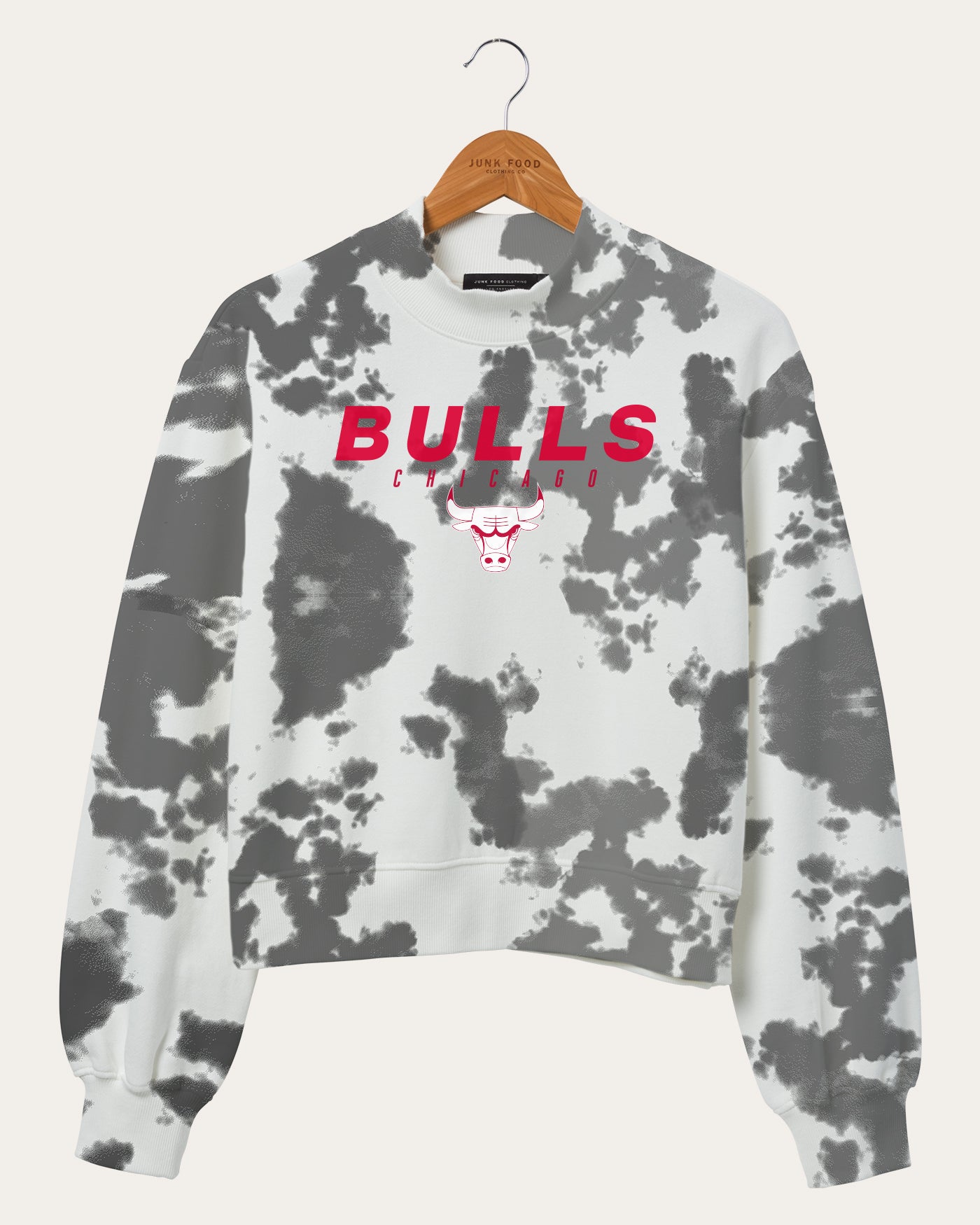 NBA Chicago Bulls Damen-Fleeceoberteil mit Stehkragen und Batikmuster