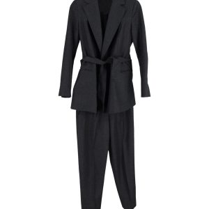 Theory Set aus Blazer und Hose aus anthrazitfarbener Wolle