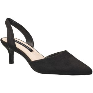 Absatzschuhe – veganes Velourslederimitat, mit Fersenriemen, unifarben