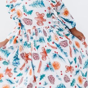 Classic Chrismas Kleid mit schwingendem Rock – Rüschen