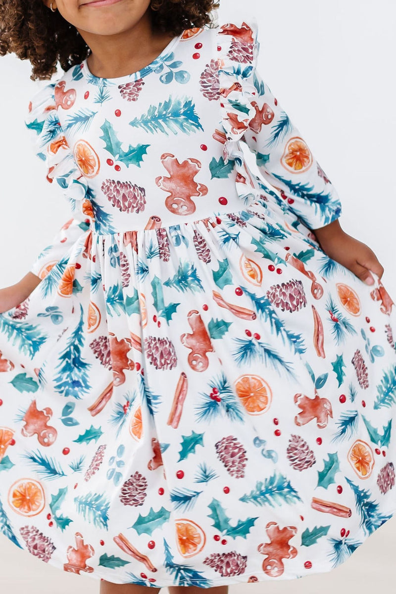 Classic Chrismas Kleid mit schwingendem Rock – Rüschen
