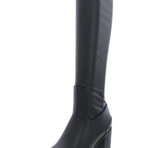 Figaro kniehohe Damen-Lederstiefel mit eckiger Zehenpartie