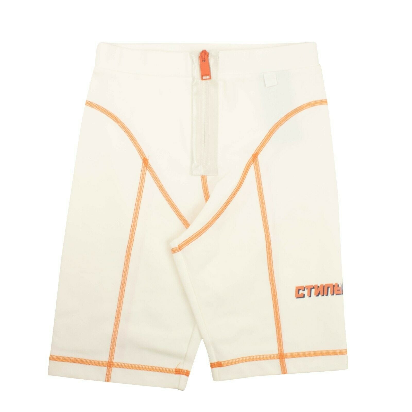 Heron Preston Stitch Radlershorts in Weiß/Orange