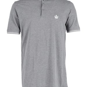 Dolce & Gabbana Poloshirt mit Kronenaufnäher aus grauer Baumwolle