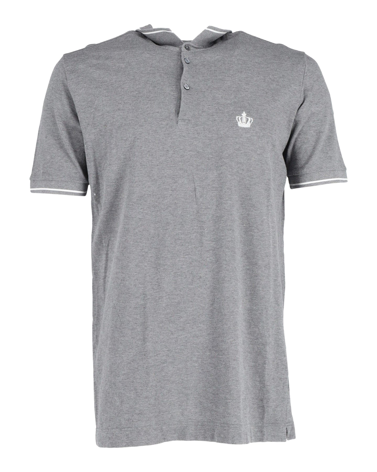 Dolce & Gabbana Poloshirt mit Kronenaufnäher aus grauer Baumwolle