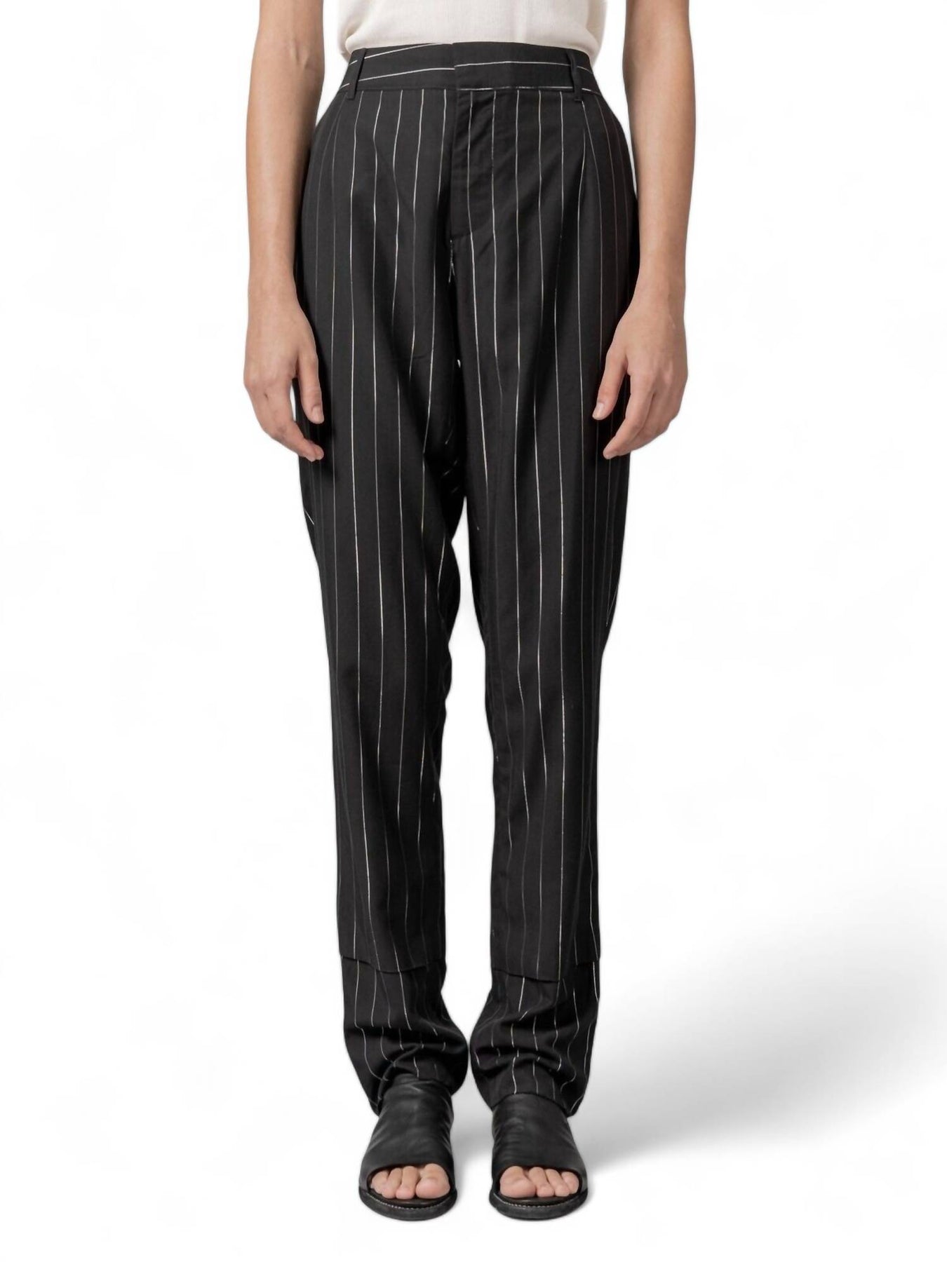 Joan Hose mit hohem Bund und metallischem Nadelstreifenmuster – Schwarzmetallic – 7733779497020