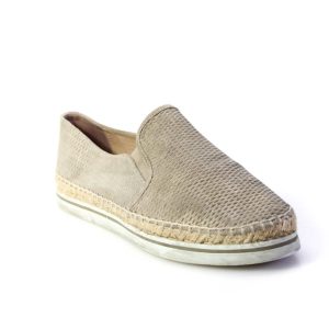 Jimmy Choo Flats Espadrille – runde Zehenpartie, zum Hineinschlüpfen, Damen, Veloursleder, Grau