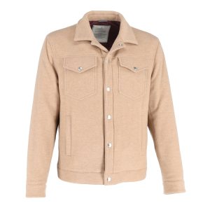 Brunello Cucinelli Truckerjacke aus beiger Wolle und Kaschmir