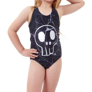 Sportlicher einteiliger Mädchen-Badeanzug – Skull – 7733738668092