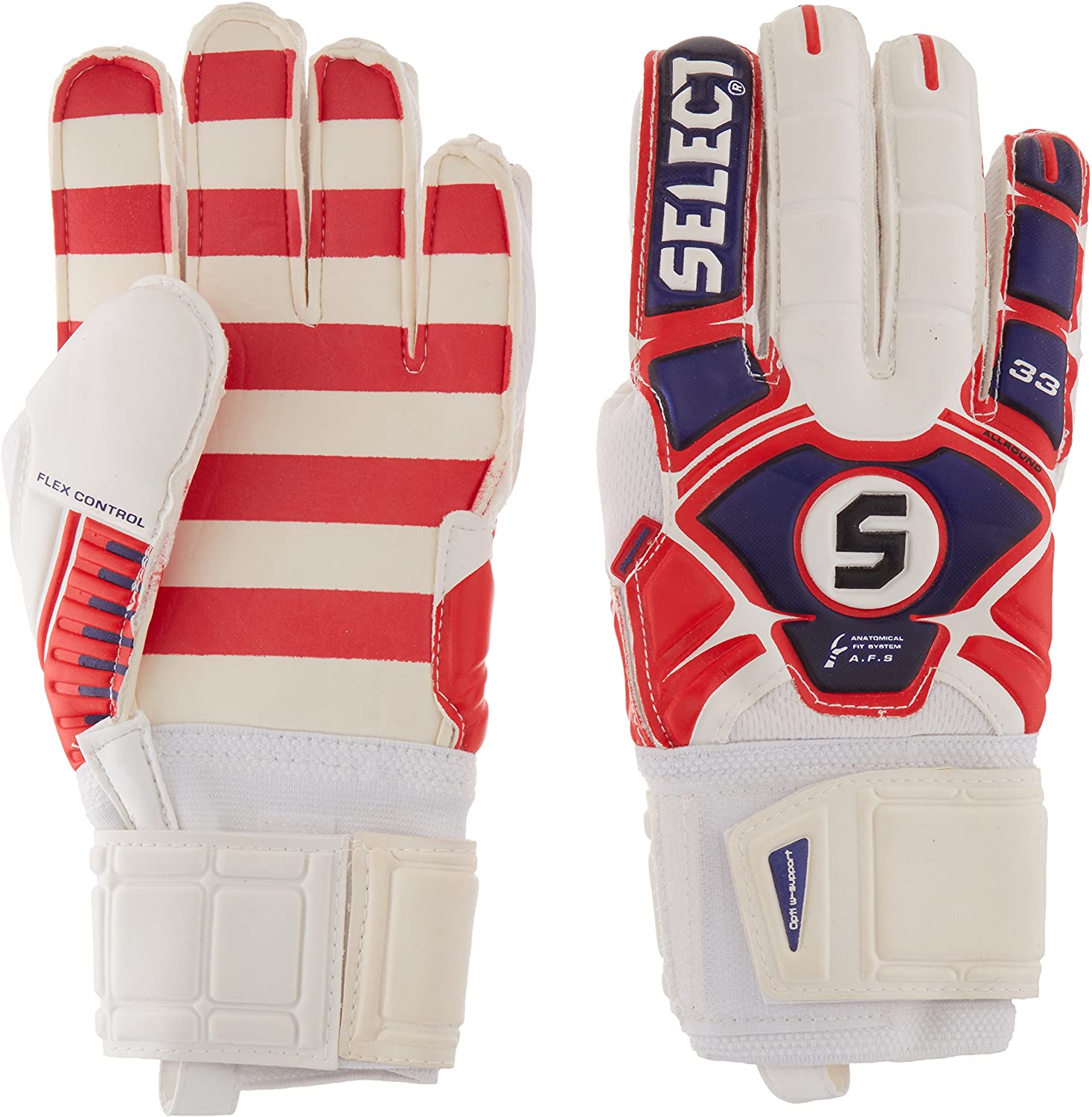SELECT US33 All Round Torwarthandschuhe in Weiß/Rot/Blau
