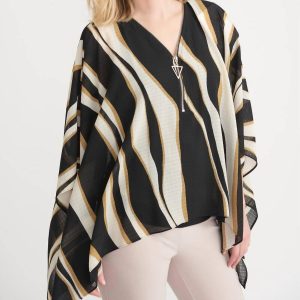 Waves Oberteil – Reißverschluss, Schwarz, Beige, Creme