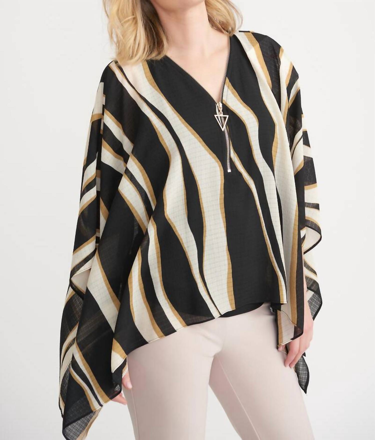 Waves Oberteil – Reißverschluss, Schwarz, Beige, Creme