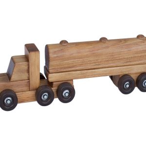 Kleiner Holzspielzeug-Tanklastzug mit kindersicherer Oberflächenbehandlung