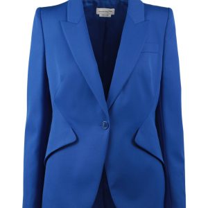 Jacke mit gepolsterten Schultern und einem Knopf – 7733851652156