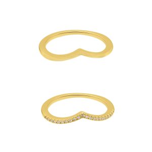 Ringpaar – mit 14-karätiger Vergoldung, Chevronmuster