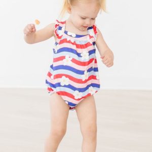 July Vibes kurzer Overall – überkreuzte Rückenriemen, Rüschen