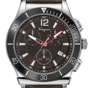 Ferragamo Herren-Quarzuhr in Braun, 44 mm