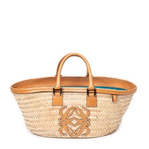 Raffia-Handtasche mit Eiscrememotiv