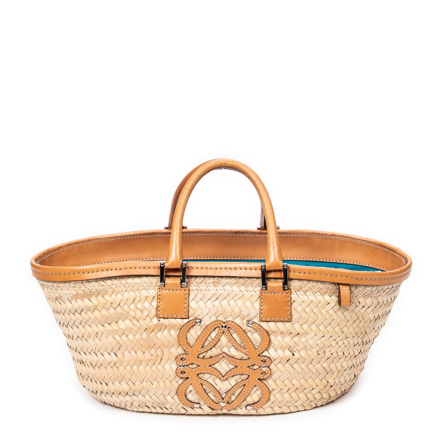 Raffia-Handtasche mit Eiscrememotiv