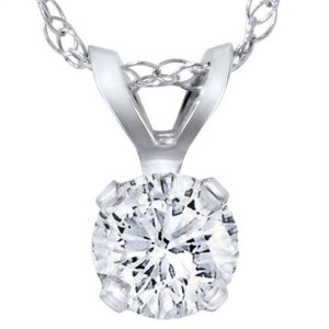 Solitäranhänger mit rundem, im Labor gezüchtetem Diamanten, 3/4 ct, 14 K Weißgold