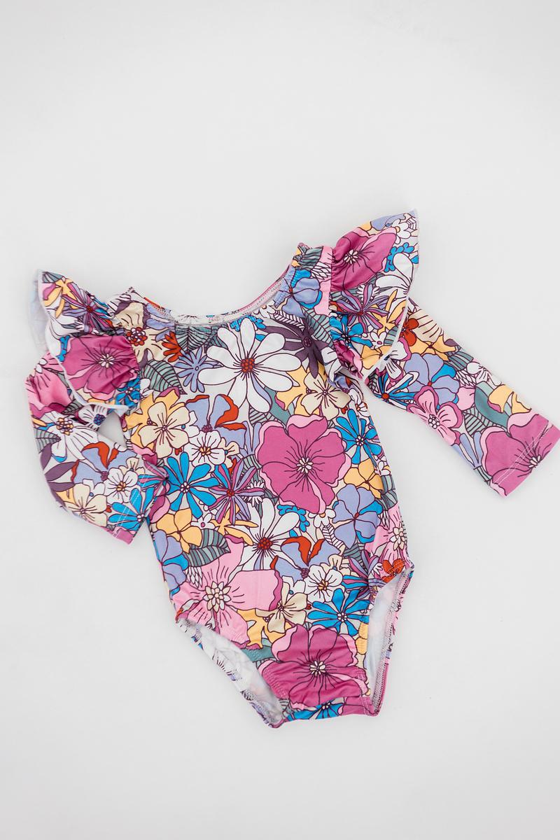What's Up Buttercup Gymnastikbody – lange Flügelärmel, Mauve