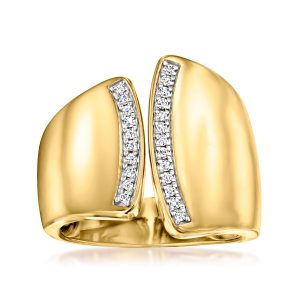 Ross-Simons asymmetrischer Diamantring aus mit 18 kt Gold vergoldetem Sterlingsilber
