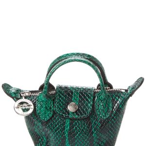 Longchamp Le Pliage Cuir Exotiq XXS Etui – Schlangenprägung, Leder