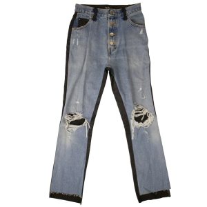 Amiri Jeans aus Denim und Leder in Blau/Schwarz