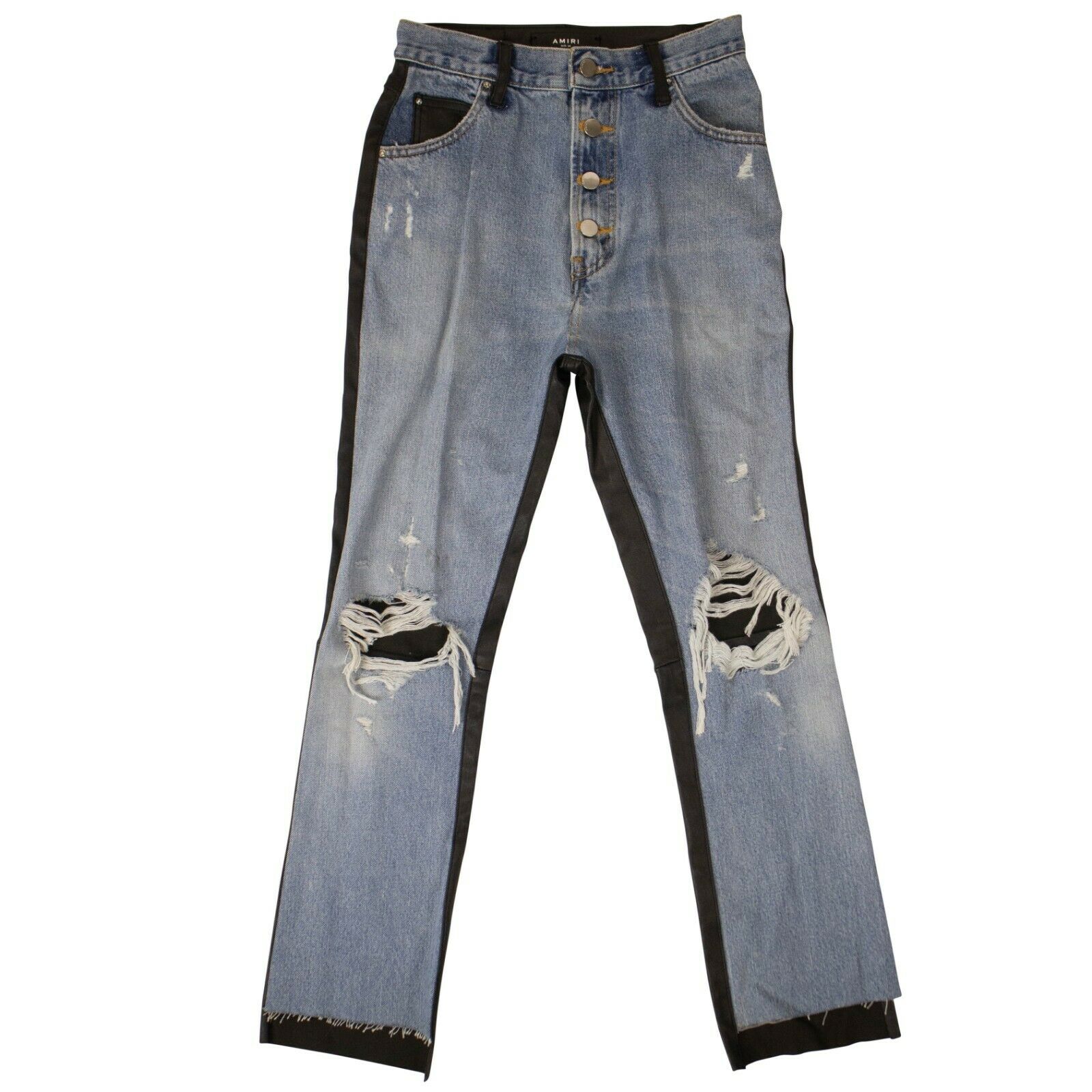Amiri Jeans aus Denim und Leder in Blau/Schwarz