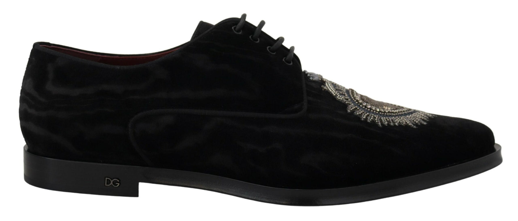 Dolce & Gabbana festliche Herren-Derby-Schuhe aus Samt mit Herzmotiv