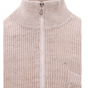 Brunello Cucinelli Herren-Pullover mit halblangem Reißverschluss in Beige