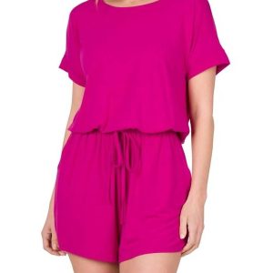 Real Cozy 7732492435516 kurzer Overall – Magenta