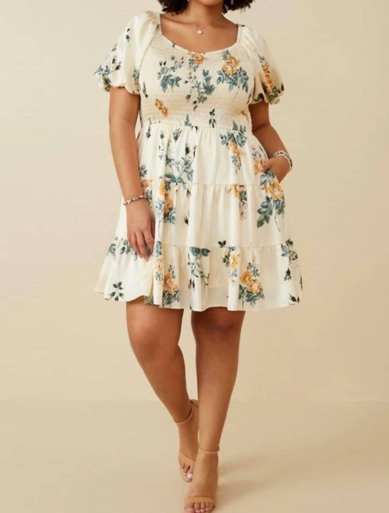 Pocket Full Of Posies Kleid mit Blumenmuster in Creme