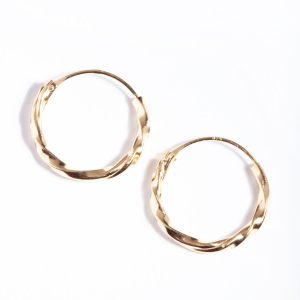 Vergoldete gedrehte Creolen aus Sterlingsilber, 13 mm