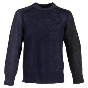 Maison Margiela Color Block Pullover – Wolle, Marineblau, Blau – 7748635787324