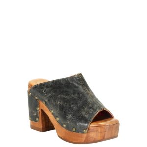 Deva Clogs mit flachem Plateauabsatz – Black Lux