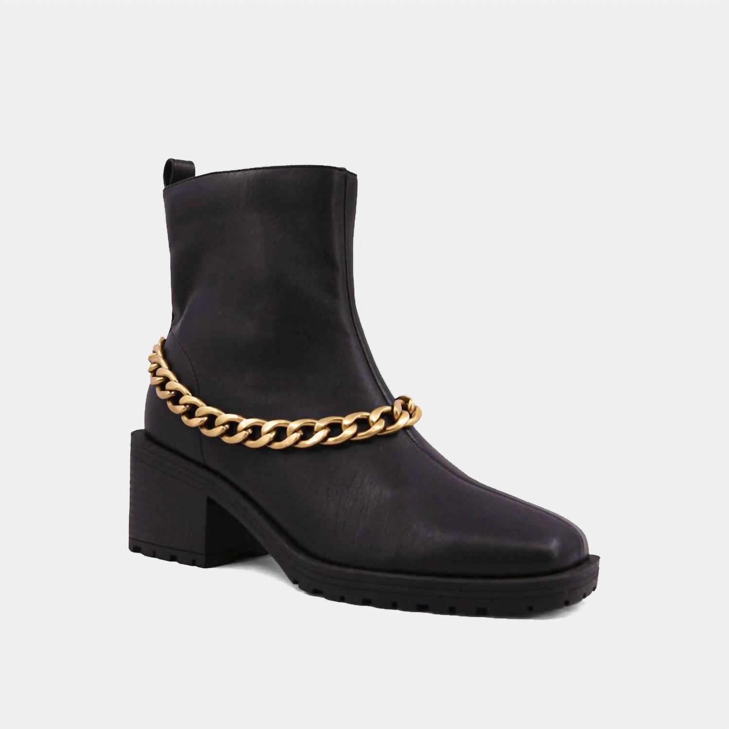 Yenni Damen-Combat-Stiefel mit Kette – Schwarz