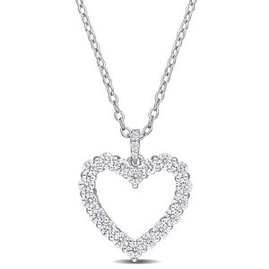 Mimi & Max 3/5ct DEW Anhänger – synthetischer Moissanit, Sterlingsilber, Kette, Herzmotiv, offen