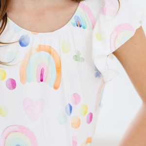 Watercolor Rainbows Gymnastikbody – kurze Flügelärmel